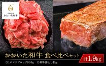 おおいた和牛 食べ比べ セット 計1.9kg（1ポンドブロック約900g・切り落とし1kg）
