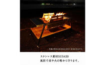 【鎌倉天幕】GL&nbsp;TABLE&nbsp;800&BBQ&nbsp;UNIT&nbsp;天然木テーブル＆ステンレス天板(火床台仕様)セット&nbsp;KTM-T80＆KTM-BT80