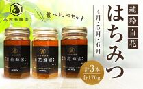 香川県産 純粋百花はちみつ 味比べ3種セット 4月APR・5月MAY・6月JUN 510ｇ（170ｇ×3本）