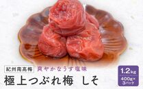 紀州南高梅　極上つぶれ梅　しそ1.2ｋｇ（400ｇ×３個）