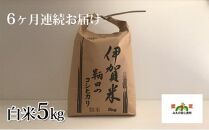 伊賀米 鞆田のコシヒカリ 白米 5kg（6ヶ月連続)