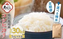 【玄米】【令和5年産新米】《定期便6回》特別栽培米 コシヒカリ 5kg（計30kg）※2023年9月下旬以降順次発送