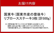 国東牛（国東市産の豊後牛）リブロースステーキ3枚（計500g）_2214R