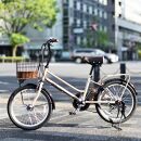 完成品でお届け！シティサイクル シマノ 外装6段変速 20インチ SHIMANO 自転車　ファインバイク カフェミニ  FINEBIKES（FBCM206R）【マットグリーン】