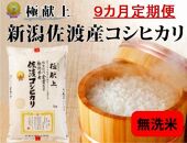 無洗米5kg 新潟県佐渡産コシヒカリ5kg×9回「9カ月定期便」