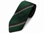 kuska fabric 2ラインレジメンタルタイ 【グリーン】 世界でも稀な手織りネクタイ