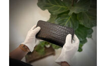 【極上】クロコダイルラウンドファスナー長財布 マットBLK