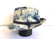 伝統織物のトップブランド塩沢織の藍染め（板締め染）中折帽子　Ｍサイズ