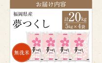 ＜令和6年産＞福岡県産ブランド米「夢つくし」無洗米　計20kg【米 ブランド米 ブランド 白米 無洗米 夢つくし 令和6年産 家庭用  お取り寄せ お土産 福岡県産 取り寄せ グルメ 福岡県 筑前町 CE018】