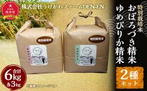特別栽培米　2種セット　計6kg（3kg×2袋)(ゆめぴりか/おぼろづき)　令和5年産　新米