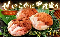 【先行予約】福井県産！せいこがに甲羅盛り 約70g×3杯（210g）／ 期間限定 冷凍 蟹 カニ 解禁 便利 身出し 小分け ビール おつまみ 越前がに メス 福井県産 お取り寄せ 松葉ガニ ポーション 送料無料 ※2024年11月中旬より順次発送開始