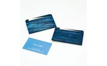 本革　藍染め　絞り　単カードケース