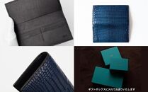 本藍染クロコダイルの長財布【本革・手縫い・藍染め】