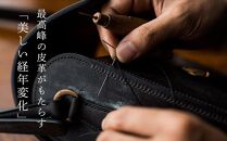 本藍染イタリアンレザーの折財布・コインケース付【本革・手縫い】