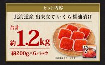 北海道産 出来立ていくら醤油漬け 約200g×6パック(合計 約1.2kg)