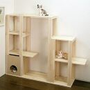 ハンドメイド パイン材キャットタワー（基本ユニット+オプションA） 木製 猫グッズ 猫用品