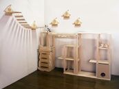 ハンドメイド パイン材キャットタワー（基本ユニット+オプションA） 木製 猫グッズ 猫用品