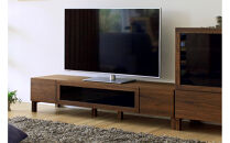 【開梱設置】高野木工 LECCE レッチェ 164TVボード ウォルナット  (黒ガラス) 【10年保証】