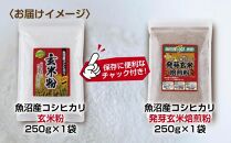 ES490 新潟県産 玄米粉 発芽玄米焙煎粉 セット 各250g 計500g 魚沼産 コシヒカリ 玄米 アレルギー グルテンフリー GABA 米粉 お取り寄せ お菓子 パン作り 製菓 コパフーズ 新潟県 南魚沼市