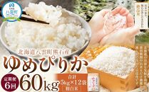 先行予約【6回定期便】北海道八雲町熊石産  令和6年産ゆめぴりか(精白米) 10kg(5kg×2袋)(24年10月上旬～発送開始) 【 北海道八雲町熊石産 ゆめぴりか 10kg 精白米 米 お米 おこめ コメ こめ おうちごはん 家庭用 八雲町 北海道 】