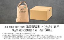 【定期便6回】【令和6年産 新米】 伊与衛門農園の自然栽培コシヒカリ玄米 5kg×6回  伊与衛門農園の特別栽培米＜温度と湿度を常時管理し新鮮米を出荷！＞/ 米 自然の力 高品質 鮮度抜群 ブランド米 福井県あわら市産 スマート農業