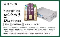 【令和6年産】 化学肥料不使用コシヒカリ  精米5kg（5kg×1袋） / 白米 米 福井県あわら市産 美味しい 特別栽培米 減農薬 安心な米 旨味 甘み もっちり エコファーマー こしひかり 冷蔵保管米 新米