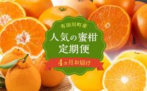 【定期便】有田川町産 人気の柑橘定期便  4か月お届け（12月・1月・2月・3月）完熟アルギットみかん 八朔 不知火 せとか