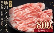 国産　豚バラスライス　約800g　【小分け　約400g×2】｜山重食肉【ポイント交換専用】