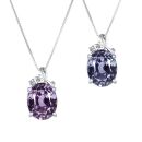 【京セラ】クレサンベール〈アレキサンドライト・天然ダイヤモンド〉ネックレス【オーバルカット/3.0ct/プラチナ/メレダイヤ2石/6月誕生石】