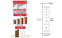 【気になる隙間をピッタリ収納】 幅2.5ｃｍ刻みのすき間収納 ソピアホワイト　＜4段：高さ84.5cm　幅22.5cm＞ 隙間収納 すき間家具