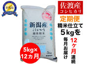 【令和6年度産】【毎月定期便】佐渡地区産コシヒカリ 5kg(精米)　全12回
