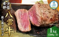 八雲牛 肩三角 1kg（500g×2P）ブロック 【 肉 お肉 にく 牛 牛肉 肩三角 ブロック 1kg 500g×2パック 食品 グルメ お取り寄せ お取り寄せグルメ 人気 おすすめ 送料無料 八雲町 北海道 年内発送 年内配送 】