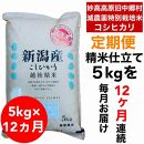 【12か月定期便】】新潟県旧中郷村減農薬特別栽培米コシヒカリ 5kg（5kg×1袋）