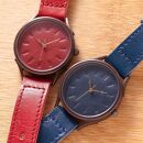特産【近江牛革】で作るペアウォッチセット ふたりで始めるサステナブルな日常 手作り腕時計 WJ013Xペアセット 赤-赤/青-青