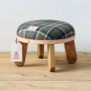 まぁるいスツール【カーキ＆ブルーチェック】 子供 椅子イスキッズ HARRIS TWEED（ハリスツイード）家具