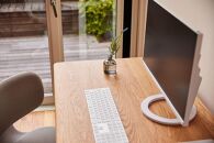 【幅140cm】【オーク】【シェルフ付】電動昇降デスク&nbsp;無垢材&nbsp;パソコンデスク&nbsp;WAAKstandingPro