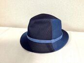 伝統織物のトップブランド塩沢織の藍染め（ぼかし染）中折帽子　Lサイズ