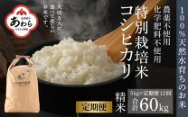 【先行予約】【令和6年産】《定期便12回》コシヒカリ 精米 5kg （計60kg）特別栽培米 化学肥料不使用  ＜温度と湿度を常時管理し新鮮米を出荷！＞※2024年9月下旬より順次発送予定