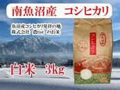 【南魚沼産】コシヒカリ 白米3kg