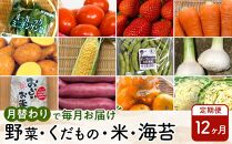 【12ヶ月定期便】野菜 くだもの 米（月替わりで毎月お届け）