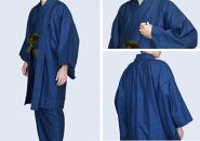 八王子織物業の技術で織り上げた着物　紋ウール地（毛９０％ナイロン１０％）着物アンサンブル（紺色系／Ｓサイズ）　