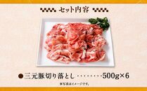 日本の米育ち平田牧場　三元豚切り落とし　500g×6
