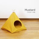 猫キャンプ テント 帆布 11号 ペットテント 5角形【マスタード】