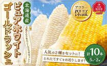 とうもろこしコラボセット!　ピュアホワイト5本×ゴールドラッシュ5本（2025年8月下旬より発送予定）【&nbsp;白いとうもろこし&nbsp;人気&nbsp;北海道産&nbsp;糖度&nbsp;生&nbsp;野菜&nbsp;スイートコーン&nbsp;産地直送&nbsp;バーベキュー&nbsp;BBQ&nbsp;コーン&nbsp;旬&nbsp;お取り寄せ&nbsp;旭川市&nbsp;北海道&nbsp;】_03648