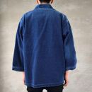 CK71【インディゴ染め】刺し子着物ジャケット [長袖・濃色] ／ サイズ大