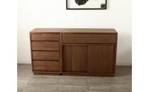 大川家具&nbsp;ティレ&nbsp;50cmリビングチェスト&nbsp;台輪&nbsp;天然木ウォールナット