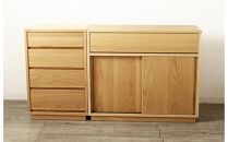 大川家具&nbsp;ティレ&nbsp;50cmリビングチェスト&nbsp;台輪&nbsp;天然木オーク(ナラ)