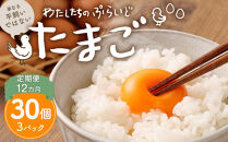 【定期便：12か月】【食べチョクアワード2025&nbsp;畜産部門&nbsp;1位の日本一のたまご】単なる平飼いではない究極の卵『わたしたちのぷらいどたまご』3パック（30個）セット