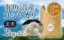 【令和5年産米】【定期便12ヵ月】雪室貯蔵 南魚沼産コシヒカリ  玄米2kg×12回