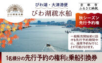【びわ湖疏水船：びわ湖大津港便】秋シーズン先行予約権（１名様分の先行予約の権利と乗船引換券）[&nbsp;京都&nbsp;船&nbsp;疏水&nbsp;乗船券&nbsp;専門ガイド&nbsp;人気&nbsp;おすすめ&nbsp;遊覧&nbsp;春秋&nbsp;送料無料&nbsp;ふるさと納税&nbsp;]